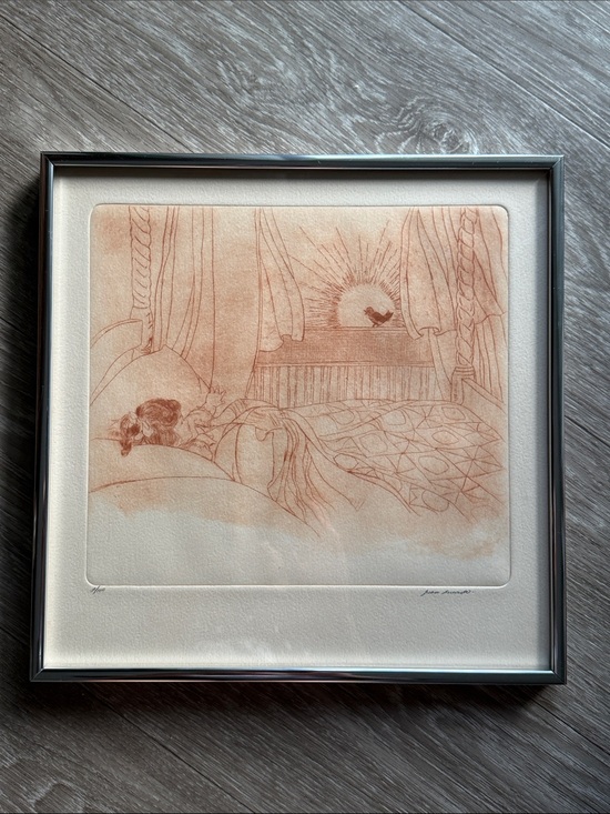 JUAN Quevedo Other - Vintage Juan Quevado Sunrise Bedroom Sketch Wall Art *Rare Find*